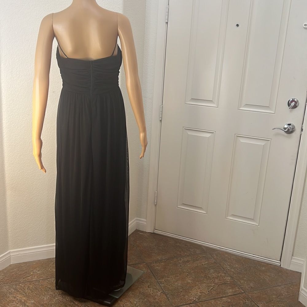 City Triangle Dress Size 10 Black Sleeveless Rhinestone Slimming Ruched Maxi - Picture 6 of 10